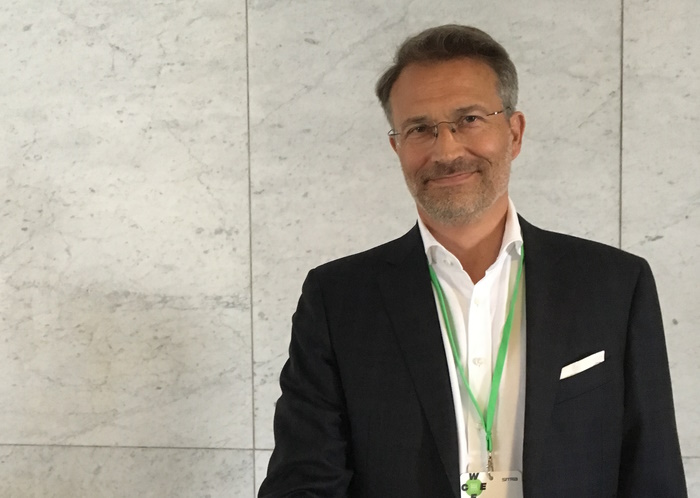 Anssi Mikola kertoi RiverRecycle-yrityksestään maailman ensimmäisessä World Circular Economy Forumissa Helsingissä vuonna 2017.