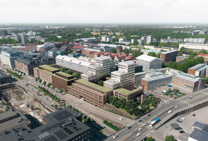 Havainnekuva: Anttinen Oiva/ YIT. Vallilaan suunnitellaan kiertotalouden kirjokorttelia.